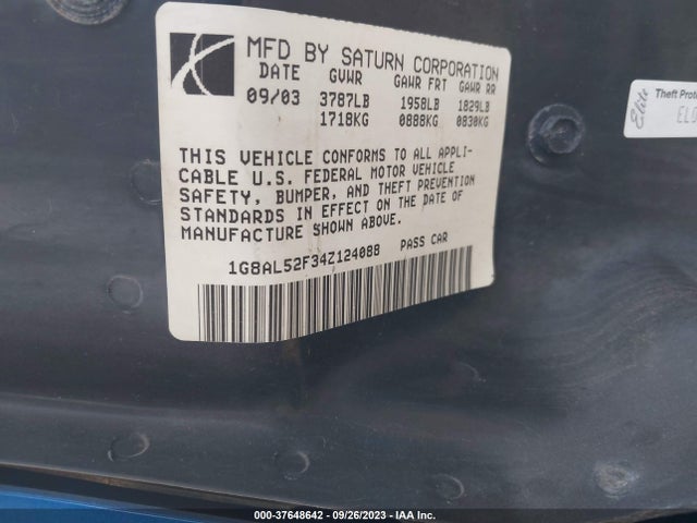 2004 SATURN ION ION 3 VIN: 1G8AL52F34Z124088