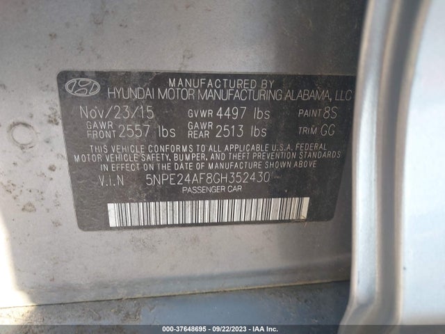 Hyundai Sonata 2.4l Se 2016 5NPE24AF8GH352430 Image 9