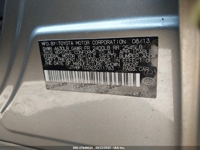 Lexus IS 250 2014 JTHBF1D2XE5011783 Image 9