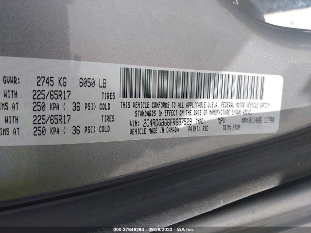 Dodge Grand Caravan Avp/se 2015 2C4RDGBG6FR687529 Image 9