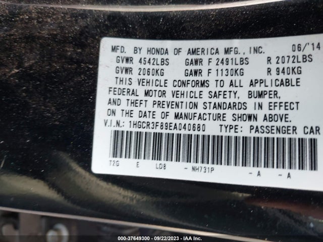 Honda Accord Sedan Ex-l 2014 1HGCR3F89EA040680 Image 9