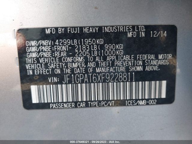 JF1GPAT6XF9228811 Subaru Impreza Wagon 2.0i Sport Premium