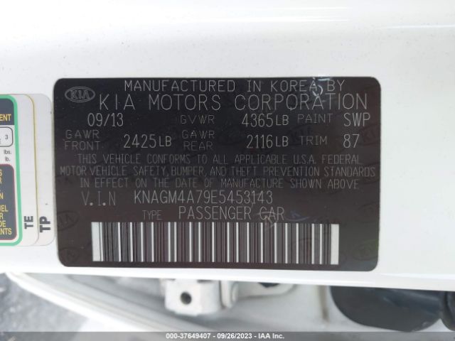 KNAGM4A79E5453143 KIA Optima Lx
