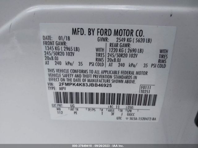 2018 FORD EDGE 2FMPK4K83JBB46925 Photo 8