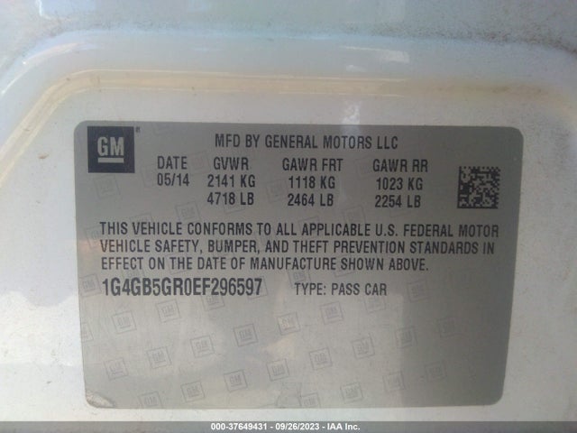 1G4GB5GR0EF296597 Buick Lacrosse Leather