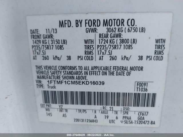 1FTMF1CM5EKD16039 Ford F-150 Xl/xlt/stx