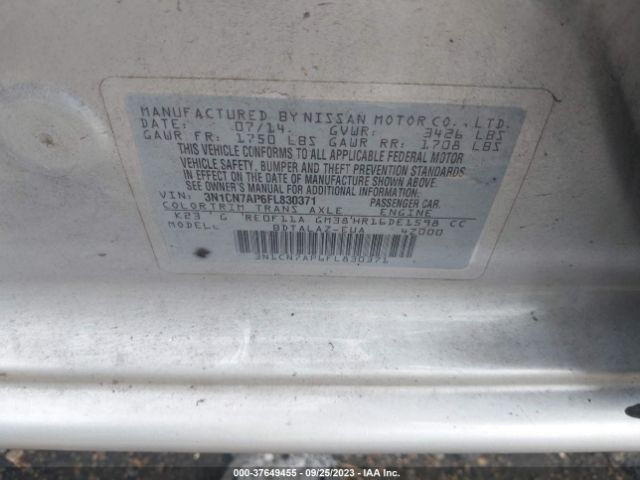 3N1CN7AP6FL830371 Nissan Versa S Plus