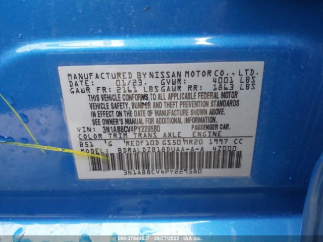 3N1AB8CV4PY229580 Nissan SENTRA SV