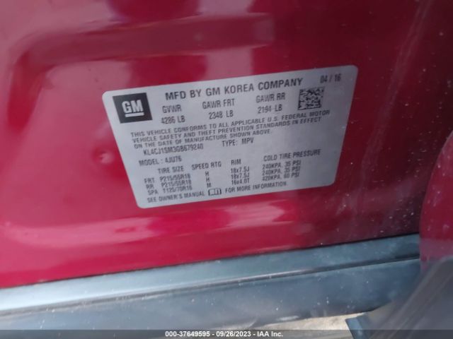KL4CJ1SM3GB679240 Buick Encore Sport Touring