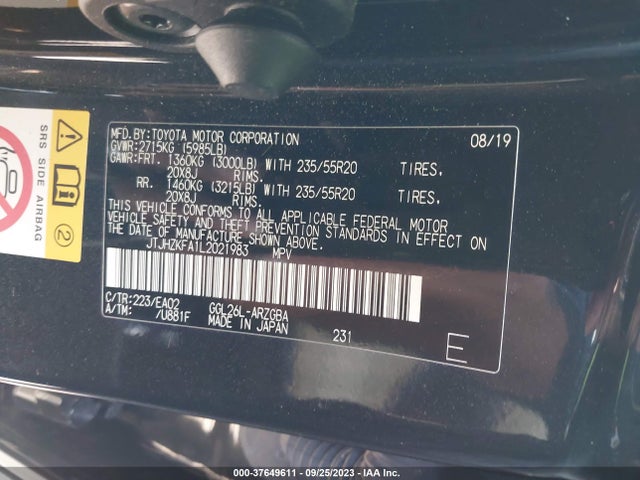 JTJHZKFA1L2021983 Lexus Rx Rx 350l