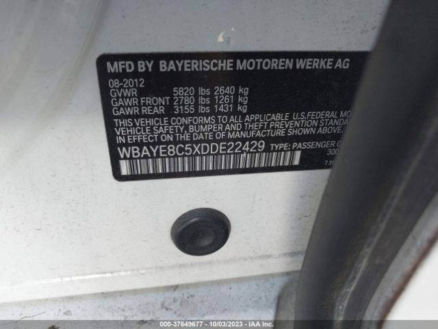 2013 BMW 7 SERIES WBAYE8C5XDDE22429 Photo 8