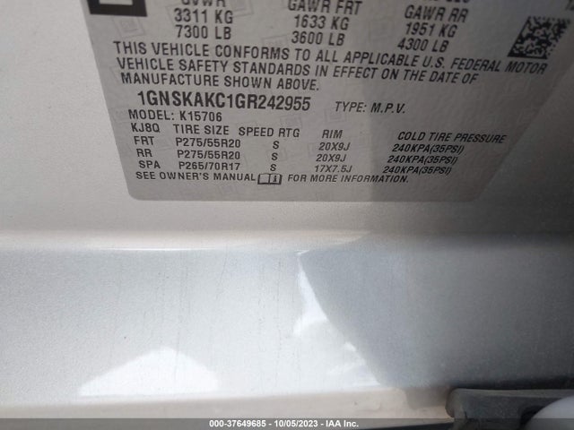Chevrolet Tahoe Ls 2016 1GNSKAKC1GR242955 Image 9
