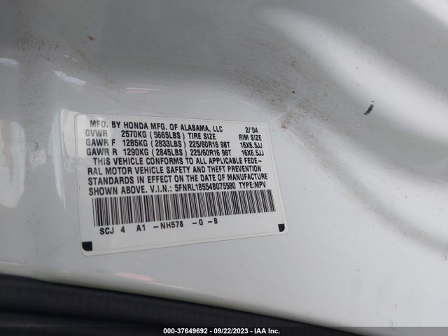 2004 HONDA ODYSSEY LX VIN: 5FNRL18554B075580