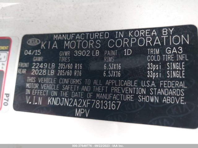 KNDJN2A2XF7813167 KIA Soul Base