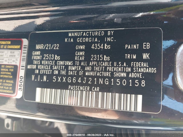 KIA K5 Gt-line 2022 5XXG64J21NG150158 Image 15