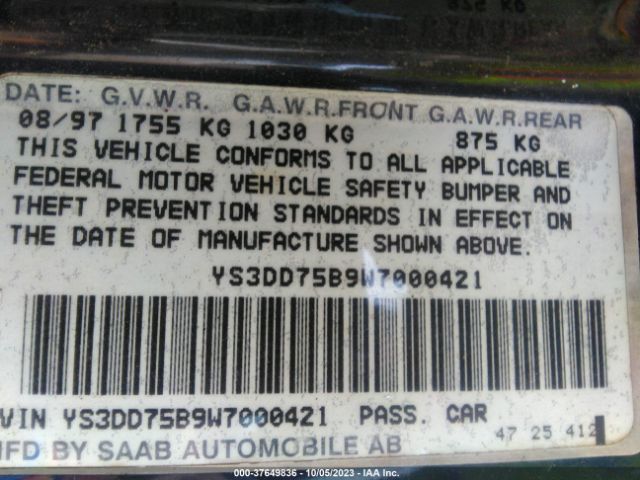 1998 SAAB 900 YS3DD75B9W7000421 Photo 8