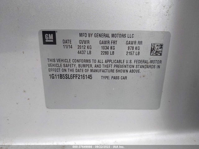 Chevrolet MALIBU LS 2015 1G11B5SL6FF216145 Image 9