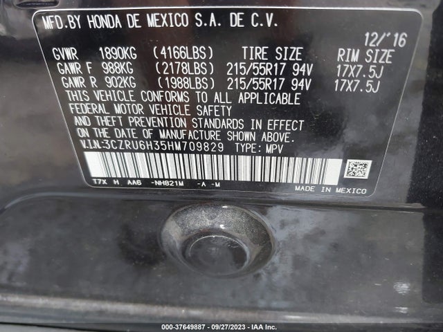Honda HR-V LX 2017 3CZRU6H35HM709829 Image 9