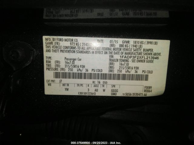 1FADP3F2XFL213946 Ford FOCUS SE