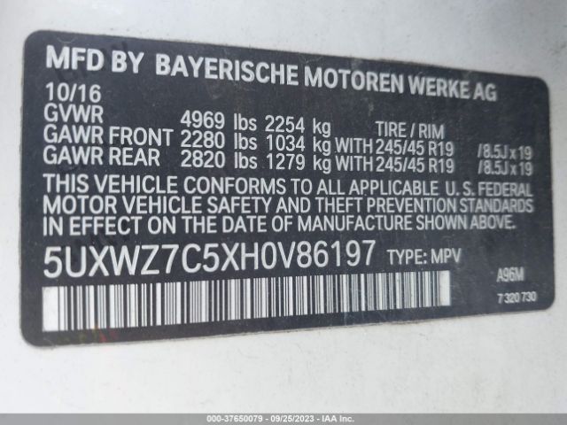5UXWZ7C5XH0V86197 BMW X3 Sdrive28i