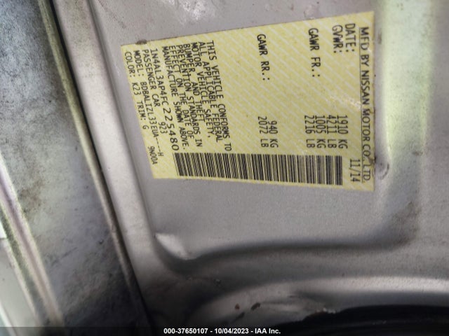 2015 NISSAN ALTIMA 2.5 SV VIN: 1N4AL3AP4FC225480