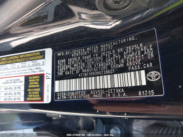Toyota Camry Xle/se/le/xse 2017 4T1BF1FK3HU739627 Image 9