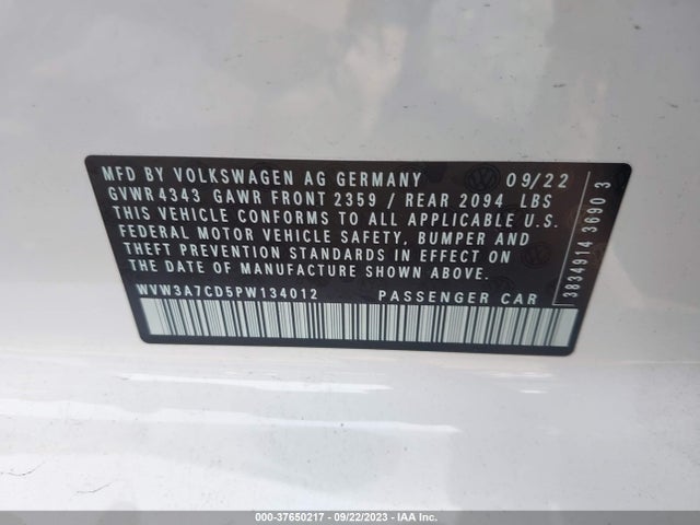 WVW3A7CD5PW134012 Volkswagen Golf Gti Se