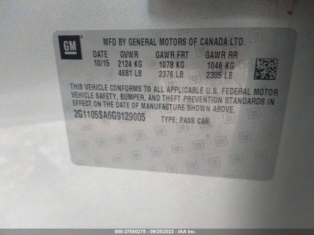 Chevrolet IMPALA LT 2016 2G1105SA6G9129005 Image 9