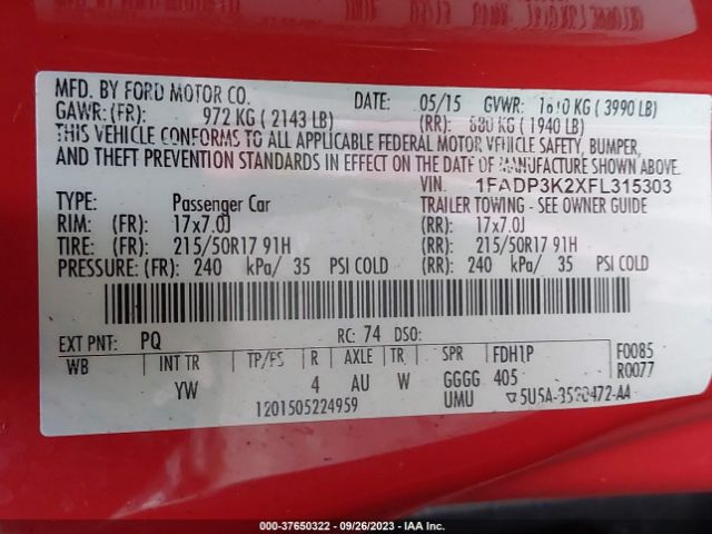 1FADP3K2XFL315303 Ford FOCUS SE