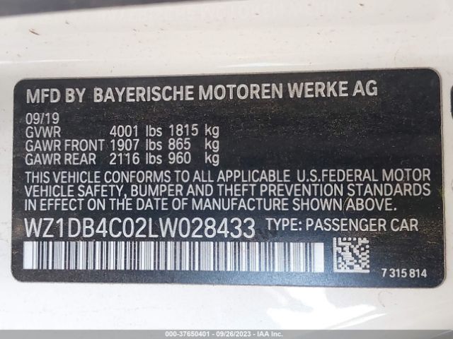 2020 TOYOTA GR SUPRA WZ1DB4C02LW028433 Photo 8