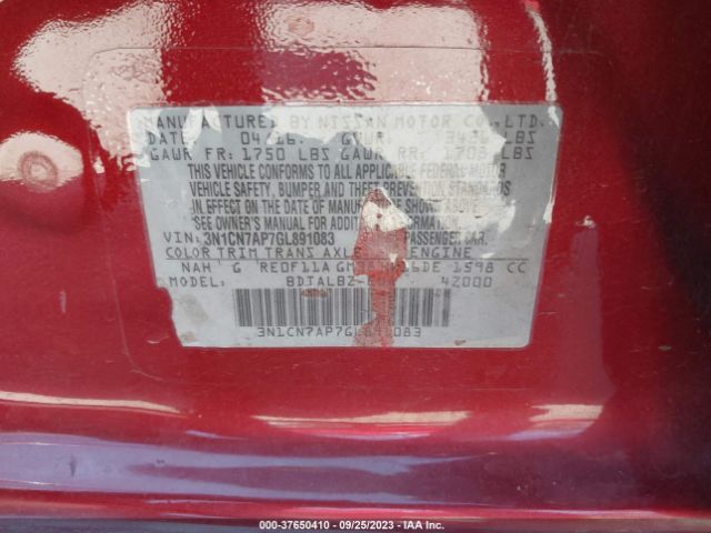 3N1CN7AP7GL891083 Nissan Versa S/s Plus/sl/sv