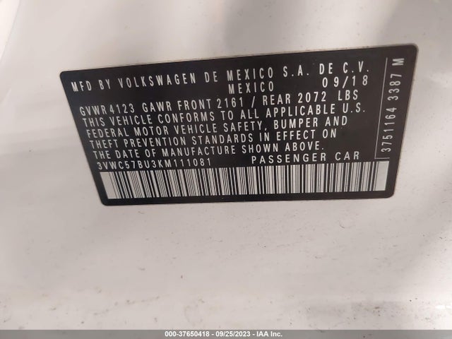 3VWC57BU3KM111081 Volkswagen Jetta S/se/r-line