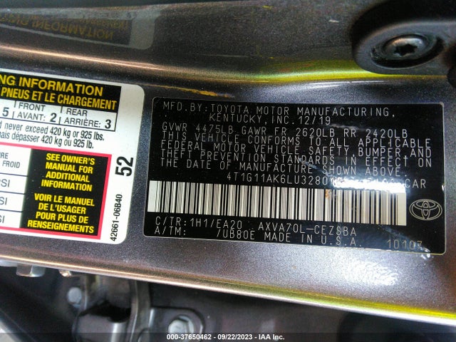 Toyota CAMRY SE 2020 4T1G11AK6LU328016 Image 16