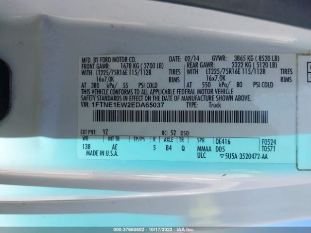 1FTNE1EW2EDA65037 Ford Econoline Cargo Van Commercial/recreational
