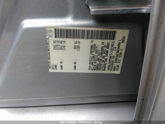 2010 NISSAN ALTIMA 2.5 SL VIN: 1N4AL2APXAN519361