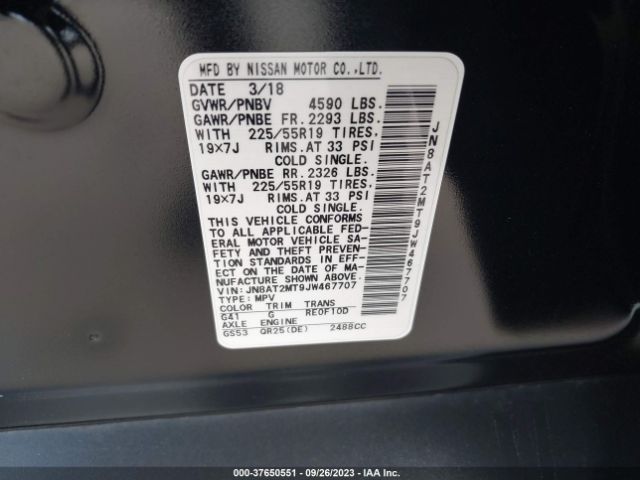 JN8AT2MT9JW467707 Nissan Rogue Sl