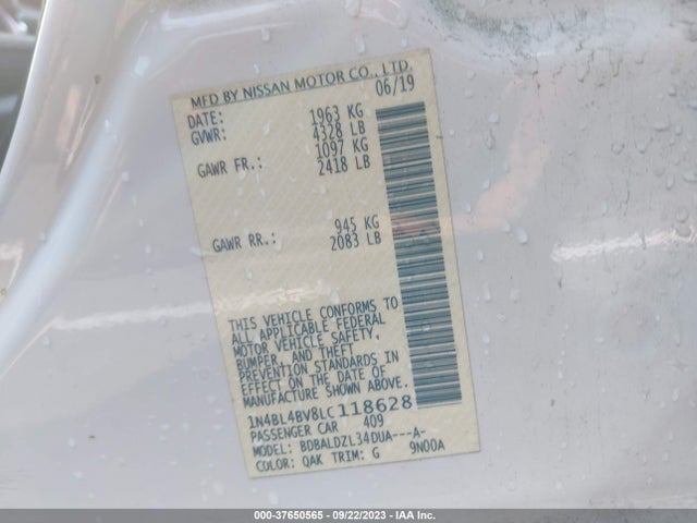 Nissan Altima 2.5 S 2020 1N4BL4BV8LC118628 Image 9