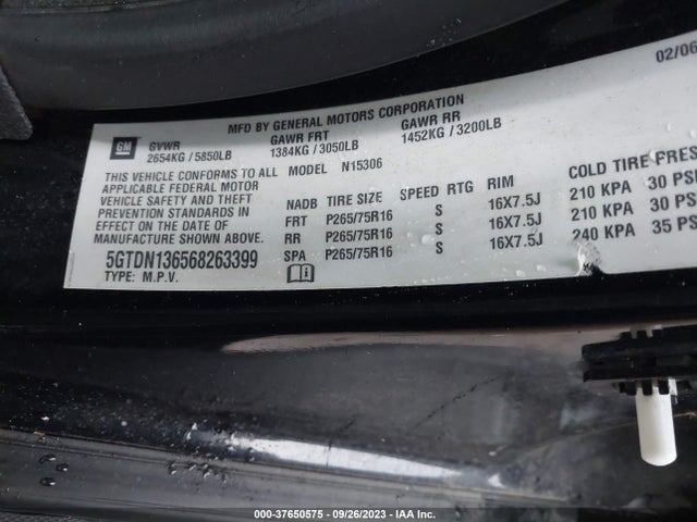 2006 HUMMER H3 VIN: 5GTDN136568263399