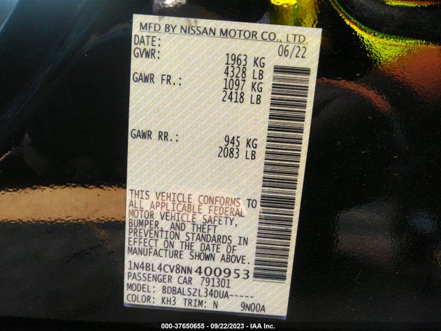 Nissan Altima 2.5 Sr 2022 1N4BL4CV8NN400953 Image 16