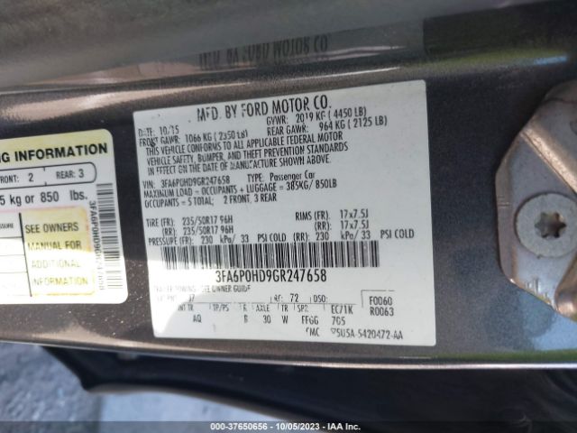 3FA6P0HD9GR247658 Ford FUSION SE