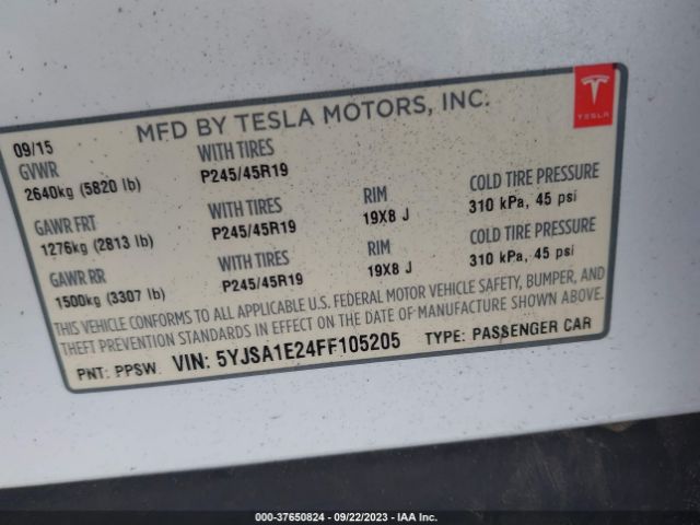 5YJSA1E24FF105205 Tesla Model S 85d/70d/90d/p90d