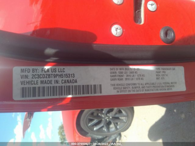 2C3CDZBT9PH515313 Dodge Challenger R/t