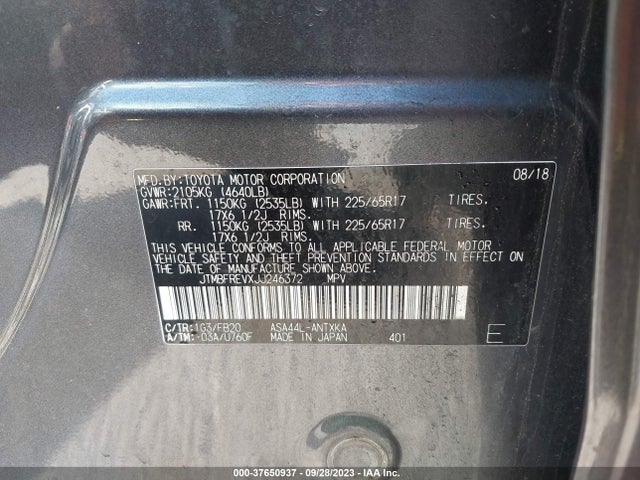 2018 TOYOTA RAV4 JTMBFREVXJJ246372 Photo 8