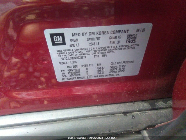 Chevrolet Trax Lt 2021 KL7CJLSB9MB325974 Image 9