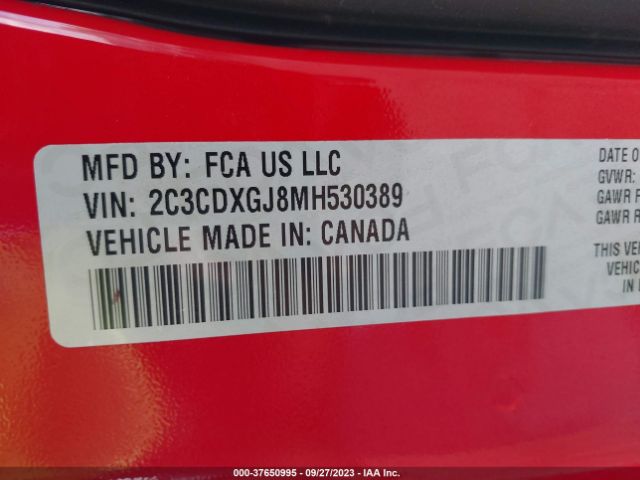 2C3CDXGJ8MH530389 Dodge Charger Scat Pack Widebody
