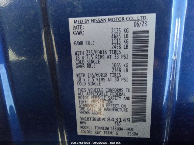 5N1BT3BB0PC843149 Nissan ROGUE SV