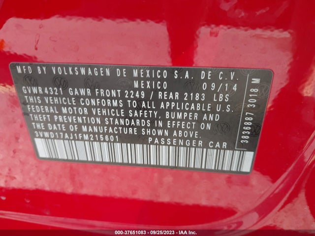 3VWD17AJ1FM215601 Volkswagen Jetta Sedan 1.8t Se