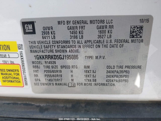 GMC ACADIA SLT 2016 1GKKRRKD5GJ195086 Image 9