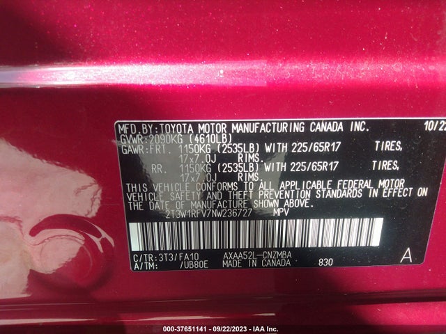 Toyota Rav4 Xle 2022 2T3W1RFV7NW236727 Image 9