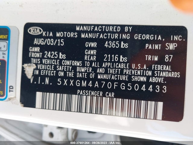 KIA Optima Lx 2015 5XXGM4A70FG504433 Image 15